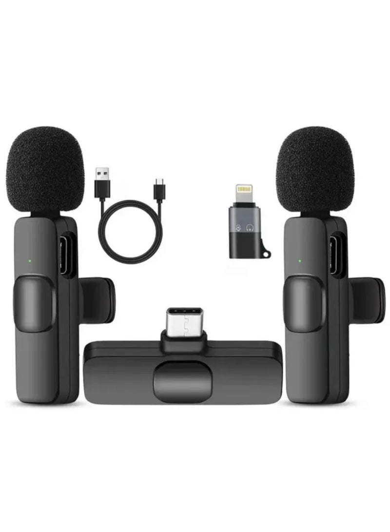 DIGI CORE 2-1 Wireless Lavalier Microphone for iPhone & Android, Dual Clip-On Mic with Noise Reduction, Auto Sync, Plug & Play, 2.4GHz Transmission, Ideal for Video Recording, Interviews, Vlogging & Live Streaming - Image 1