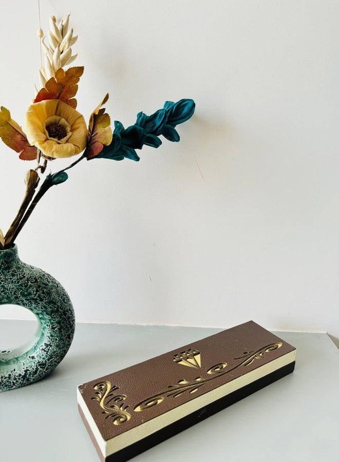 DSS Wooden LED Chain Gift Box Velvet Flocked Jewelry is Play, Brown - Image 2