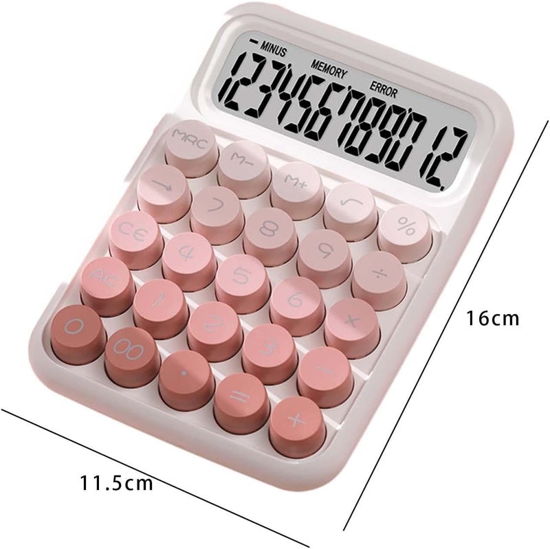 Mechanical Switch Calculator Handheld Portable Retro Round Keys 16x11.5cm 15° Tilt Screen for Daily and Basic Office, Gradient Pink - Image 3