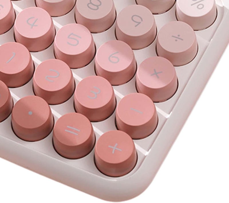 Mechanical Switch Calculator Handheld Portable Retro Round Keys 16x11.5cm 15° Tilt Screen for Daily and Basic Office, Gradient Pink - Image 5