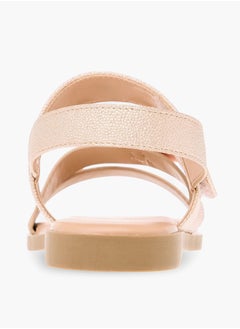 Little Missy Girls Bow Embellished Flat Sandals With Hook And Loop Closure  - Image 3