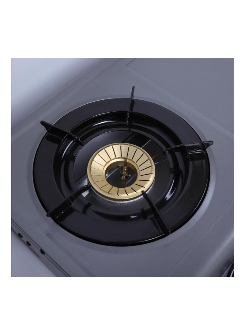 جينيرال جولد فرن غاز من ماركة جنرال غولد، سطح عمل، 3 شعلات - مزود بطبقة تيفلون، يعمل بالغاز، شعلات نحاسية دوارة، إشعال تلقائي، حامل أواني بخمسة أقدام، حامل أواني مطلي بالمينا، تصميم موفر للطاقة (بدون نظام إيقاف تلقائي للغاز) - Image 4