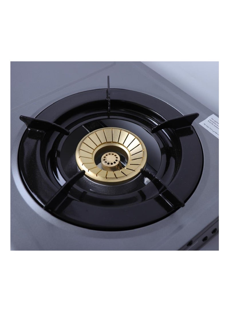 جينيرال جولد فرن غاز من ماركة جنرال غولد، سطح عمل، 3 شعلات - مزود بطبقة تيفلون، يعمل بالغاز، شعلات نحاسية دوارة، إشعال تلقائي، حامل أواني بخمسة أقدام، حامل أواني مطلي بالمينا، تصميم موفر للطاقة (بدون نظام إيقاف تلقائي للغاز) - Image 3