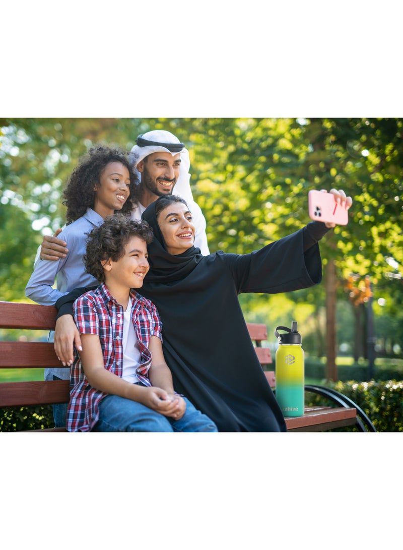 Zahive Insulated Stainless Steel Water Bottle with Straw with 3 Lids and Bag 1000 ml, Double Wall Thermos for Hot and Cold Drinks for Gym and Work, Wide Mouth, Leak Proof, 2 Bottles - Image 5