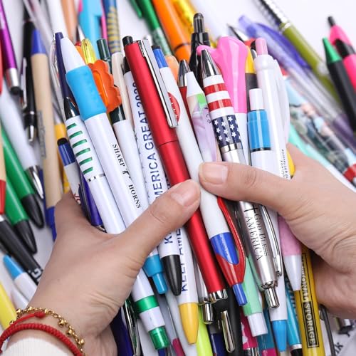 Sikao Wholesale Lot of 100 Misprint Pens Bulk, Assorted Ballpoint Pens Smooth Writing, Blue Black ink Misprinted Random Pens for Waitress Server Office School - Image 5