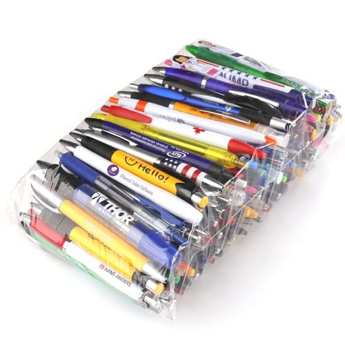Sikao Wholesale Lot of 100 Misprint Pens Bulk, Assorted Ballpoint Pens Smooth Writing, Blue Black ink Misprinted Random Pens for Waitress Server Office School - Image 2