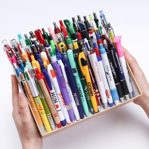 Sikao Wholesale Lot of 100 Misprint Pens Bulk, Assorted Ballpoint Pens Smooth Writing, Blue Black ink Misprinted Random Pens for Waitress Server Office School - Image 3