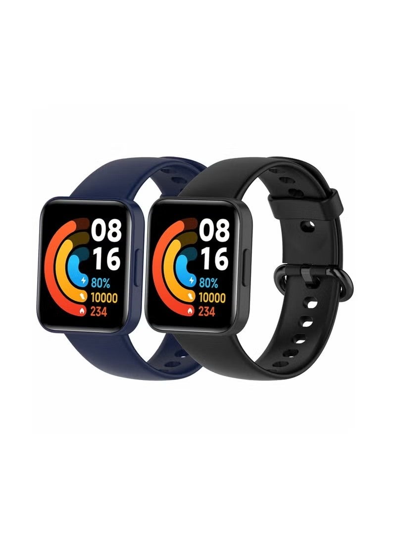 2 Straps Compatible with Redmi Watch 2 Lite & POCO Watch & Xiaomi Mi Watch 2 Lite Silicone Strap for Men, Women - Image 1