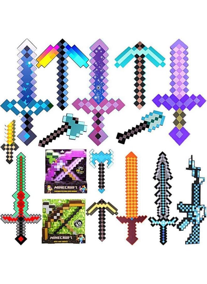 My World Arms Surrounding Hand-made Torch Lamp Children's Toy Axe Bow And Arrow Foam Diamond Sword Shield Model-Color:[select 4 Picks/remark Color]  - Image 2