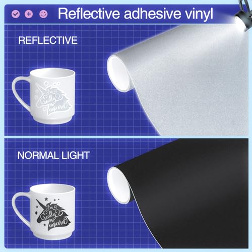 VINYL FROG Reflective Black Adhesive Vinyl 12 inches x 6 FT Roll, Flashlight Sensitive Craft Vinyl for Decals, Cars, Bikes, Motorcycles, Helmets, Mailbox, Reflective Tape Roll - Image 2