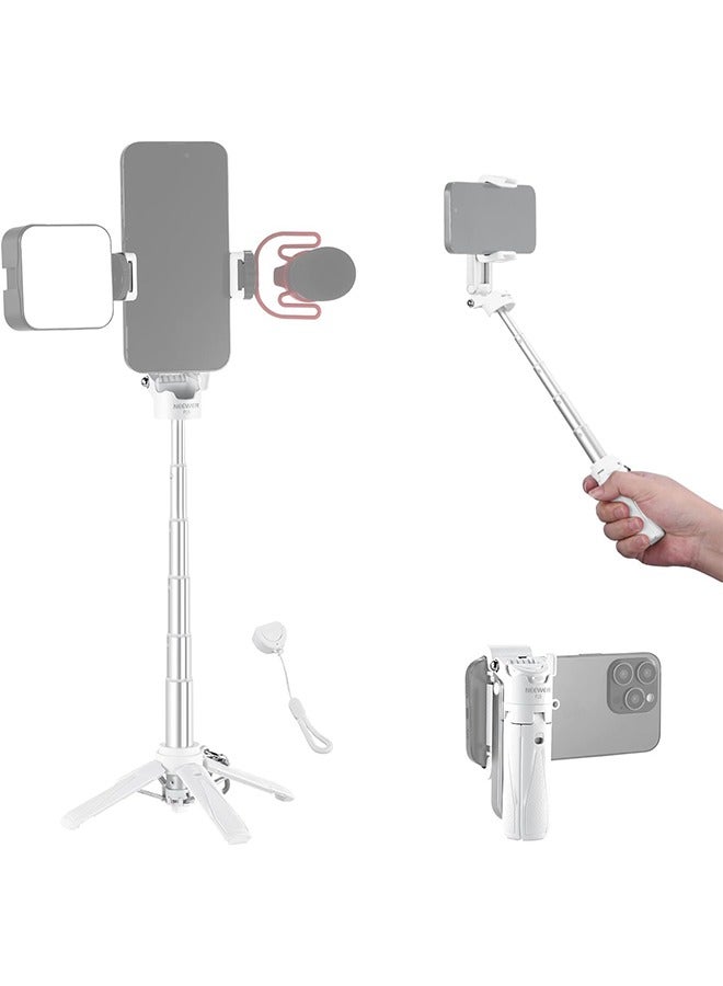 نيوير عصا سيلفي من نيوير مع جهاز تحكم عن بعد بتقنية البلوتوث قابل للفصل، حامل ثلاثي خفيف الوزن قابل للطي للسفر لهاتف آيفون، حامل هاتف دوار 360 درجة مع حذاء بارد لتصوير فيديوهات يوتيوب/تيك توك المباشرة، أسود - Image 1