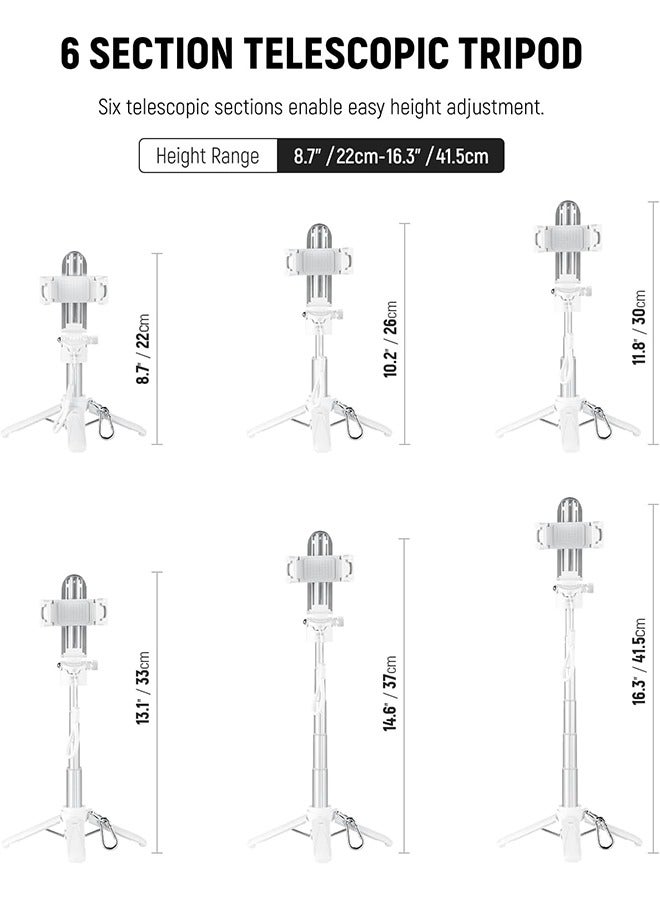 نيوير عصا سيلفي من نيوير مع جهاز تحكم عن بعد بتقنية البلوتوث قابل للفصل، حامل ثلاثي خفيف الوزن قابل للطي للسفر لهاتف آيفون، حامل هاتف دوار 360 درجة مع حذاء بارد لتصوير فيديوهات يوتيوب/تيك توك المباشرة، أسود - Image 2