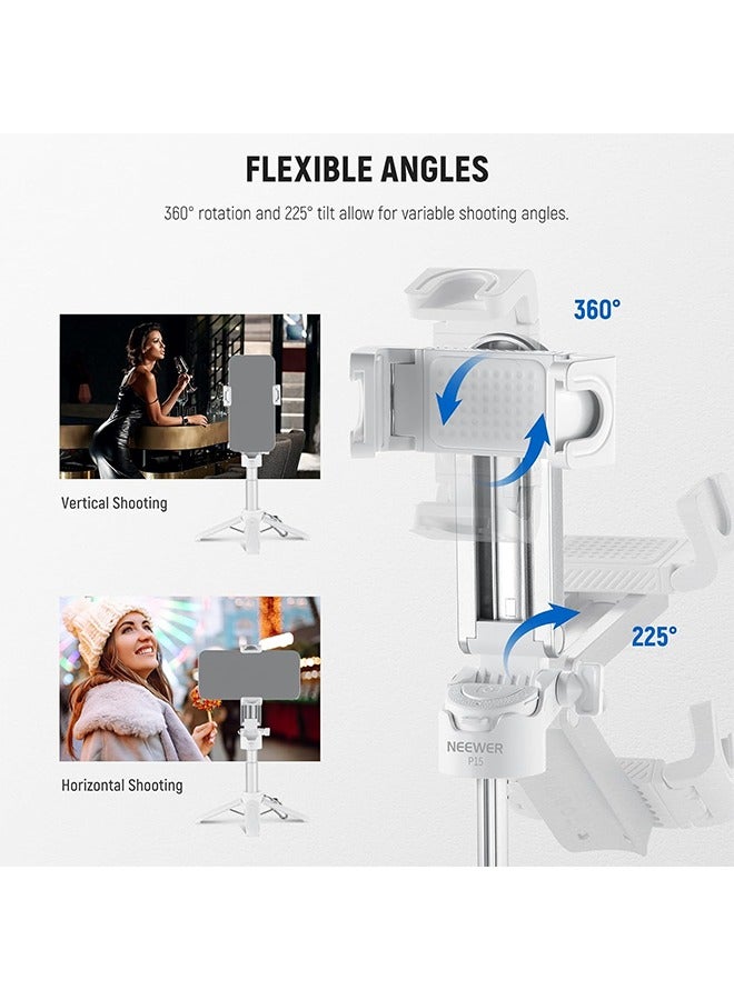 نيوير عصا سيلفي من نيوير مع جهاز تحكم عن بعد بتقنية البلوتوث قابل للفصل، حامل ثلاثي خفيف الوزن قابل للطي للسفر لهاتف آيفون، حامل هاتف دوار 360 درجة مع حذاء بارد لتصوير فيديوهات يوتيوب/تيك توك المباشرة، أسود - Image 4