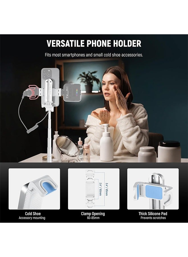 نيوير عصا سيلفي من نيوير مع جهاز تحكم عن بعد بتقنية البلوتوث قابل للفصل، حامل ثلاثي خفيف الوزن قابل للطي للسفر لهاتف آيفون، حامل هاتف دوار 360 درجة مع حذاء بارد لتصوير فيديوهات يوتيوب/تيك توك المباشرة، أسود - Image 5