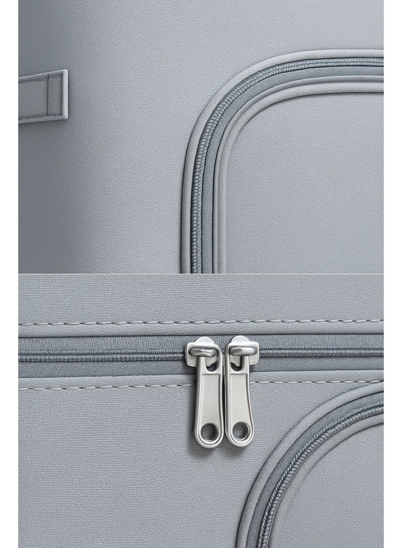 2 Pack Clothes Storage Box, Foldable Clothes Organizer with Zipper and Handle, Clothing Storage Containers for Comforters, Clothes, Blankets（Grey） - Image 5