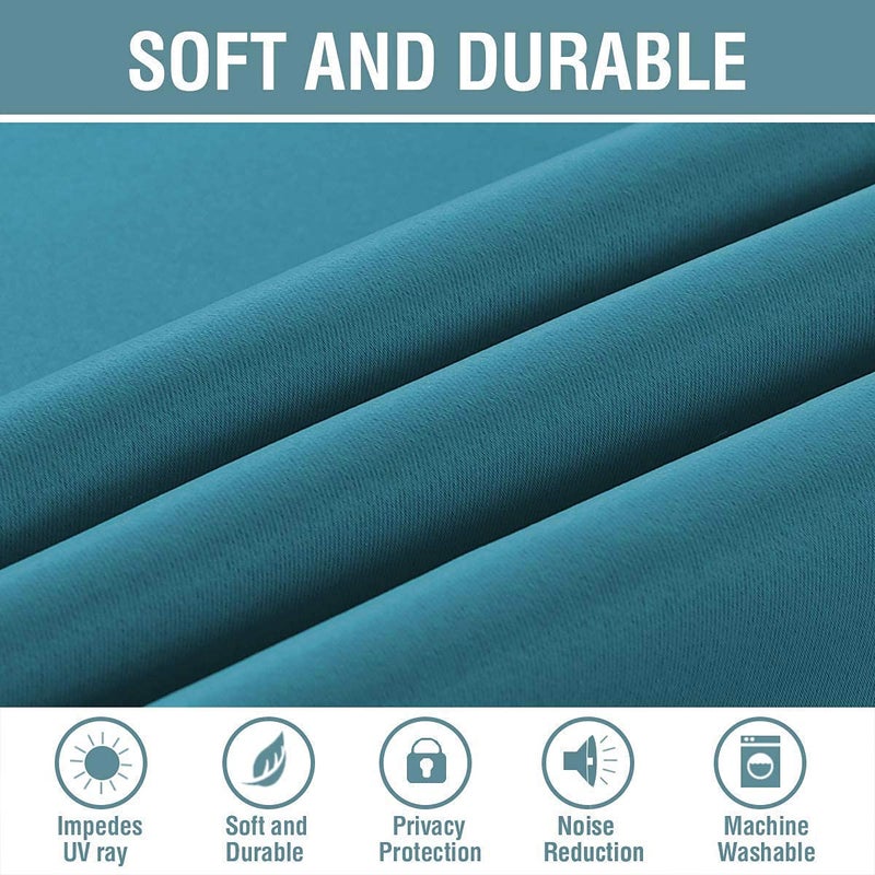Parda Sansar Blackout Curtain for Bedroom or Living Room Darkening Curtains for Long Door 9 feet Set of 2 Plain Curtains for Door 9 ft Teal Blue 2 Piece - Image 4