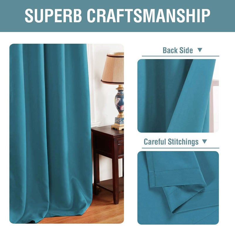 Parda Sansar Blackout Curtain for Bedroom or Living Room Darkening Curtains for Long Door 9 feet Set of 2 Plain Curtains for Door 9 ft Teal Blue 2 Piece - Image 3