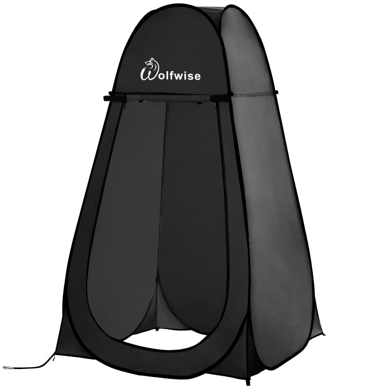 Wolfwise Pop Up Shower Tent, Portable Instant Changing Tent with Ventilation Window & Carry Bag, Privacy Bathroom Toilet for Beach, Camping & Outdoor, Width 40 ", Height 75 ", Black - Image 1