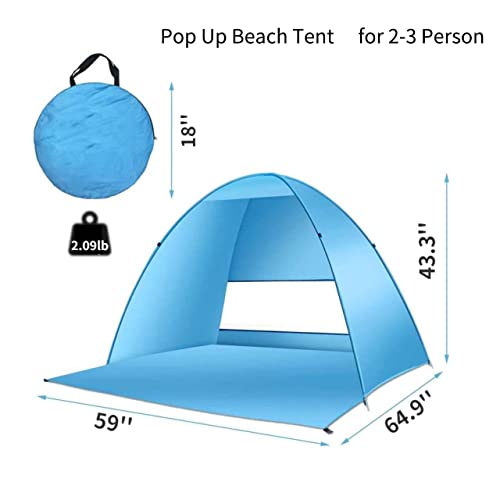 YL traV Pop Up Beach Tent for 23 Person UPF 50 UV Sun Protection Beach Shade Tent Pop Up Sun Shelter with Carry Bag and Stakes for Beach Park Camping Large - Image 3