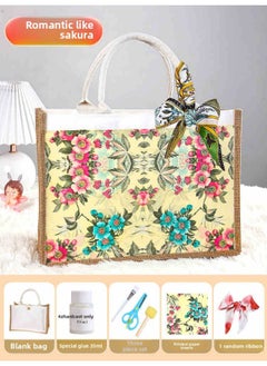 Butterfly Ancient Bart Material Bag Diy Mother's Day Canvas Bag Children's Handmade Creative Linen Bag Group Building Activity Gift-Color:Horizontal Style [romantic Ruoying] Comes With A Full Set Of Tools + Detailed Tutorials