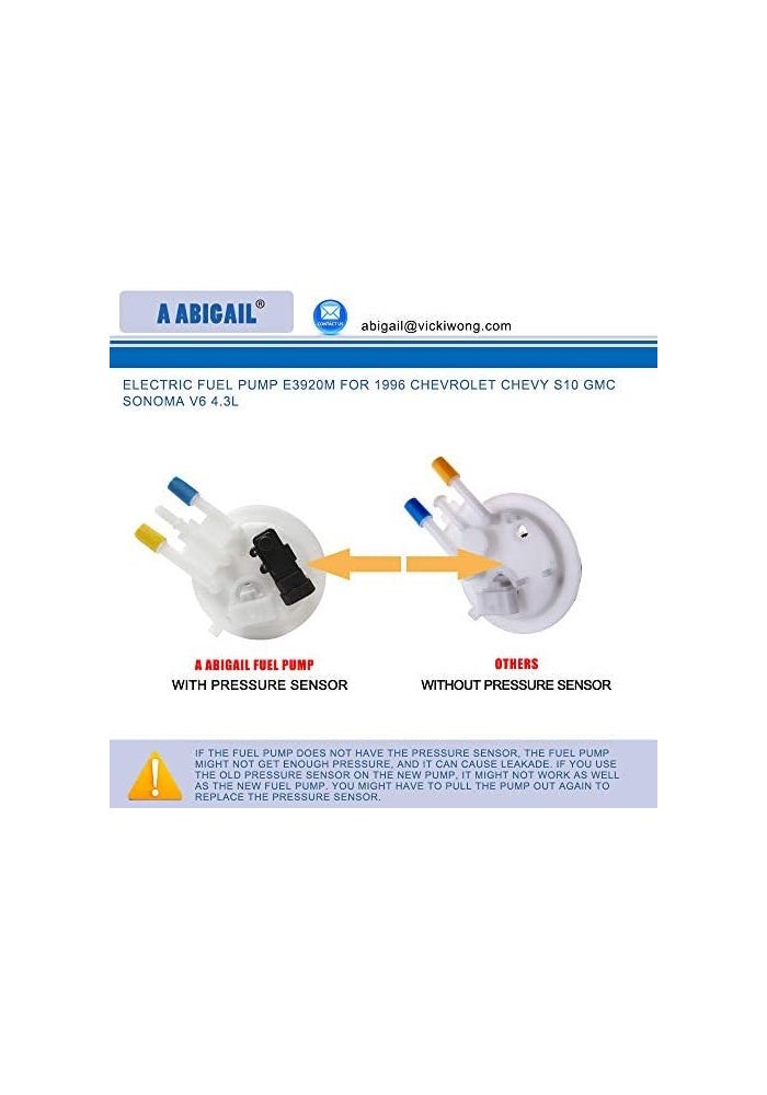 A ABIGAIL مضخة وقود كهربائية A ABIGAIL E3920M لسيارة شيفروليه S10 1996 و GMC سونوم V6 4.3L - Image 3
