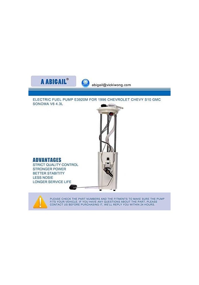 A ABIGAIL مضخة وقود كهربائية A ABIGAIL E3920M لسيارة شيفروليه S10 1996 و GMC سونوم V6 4.3L - Image 2