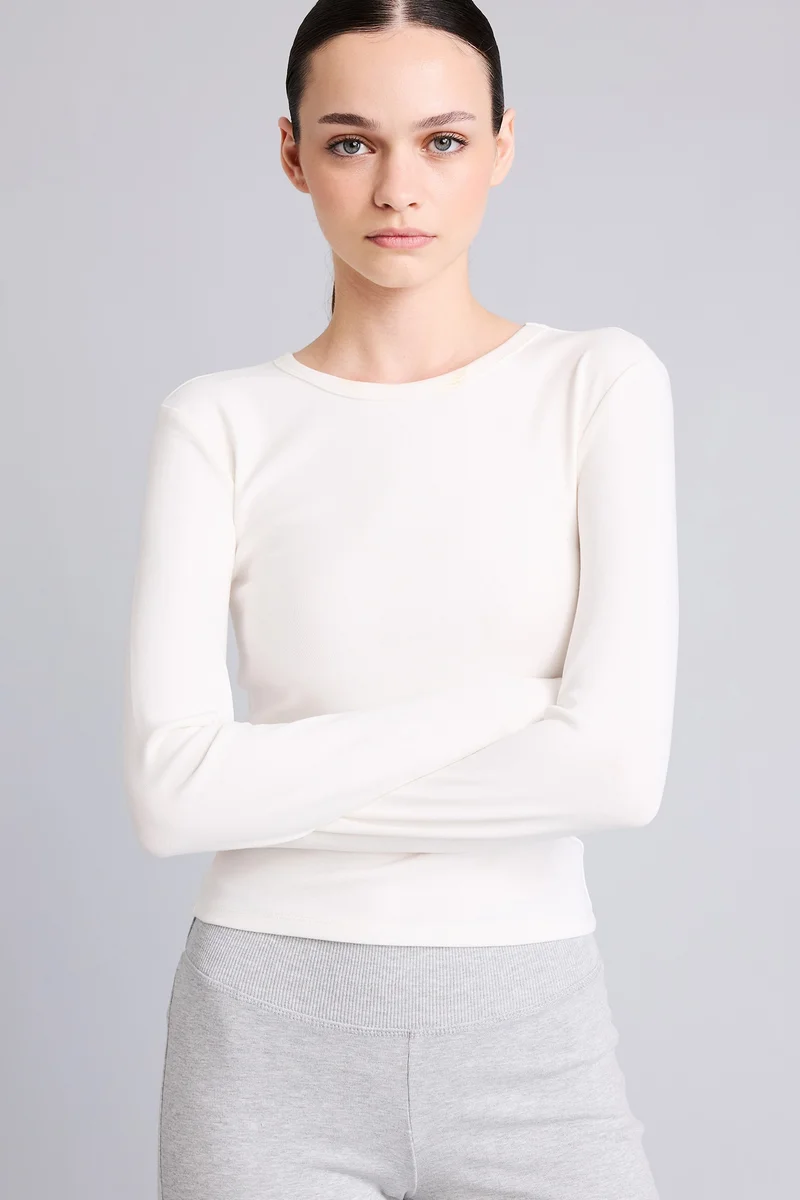 ديفاكتو Slim Fit Crew Neck Ribana Long Sleeve T-Shirt