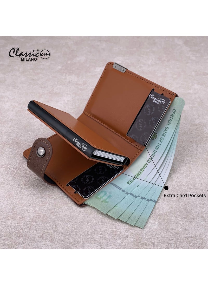 كلاسيك ميلانو محفظة كلاسيك ميلانو بحماية RFID للرجال والنساء - حامل بطاقات أوتوماتيكي بتصميم بوب أب - محفظة بطاقات آمنة ومدمجة للرجال - محفظة أنيقة للرجال والنساء  - Image 4