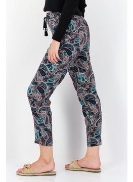 Zero Women Regular Fit Paisley Pattern Trouser, Green Combo  - Image 3