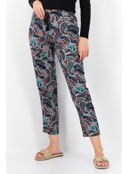 Zero Women Regular Fit Paisley Pattern Trouser, Green Combo  - Image 1