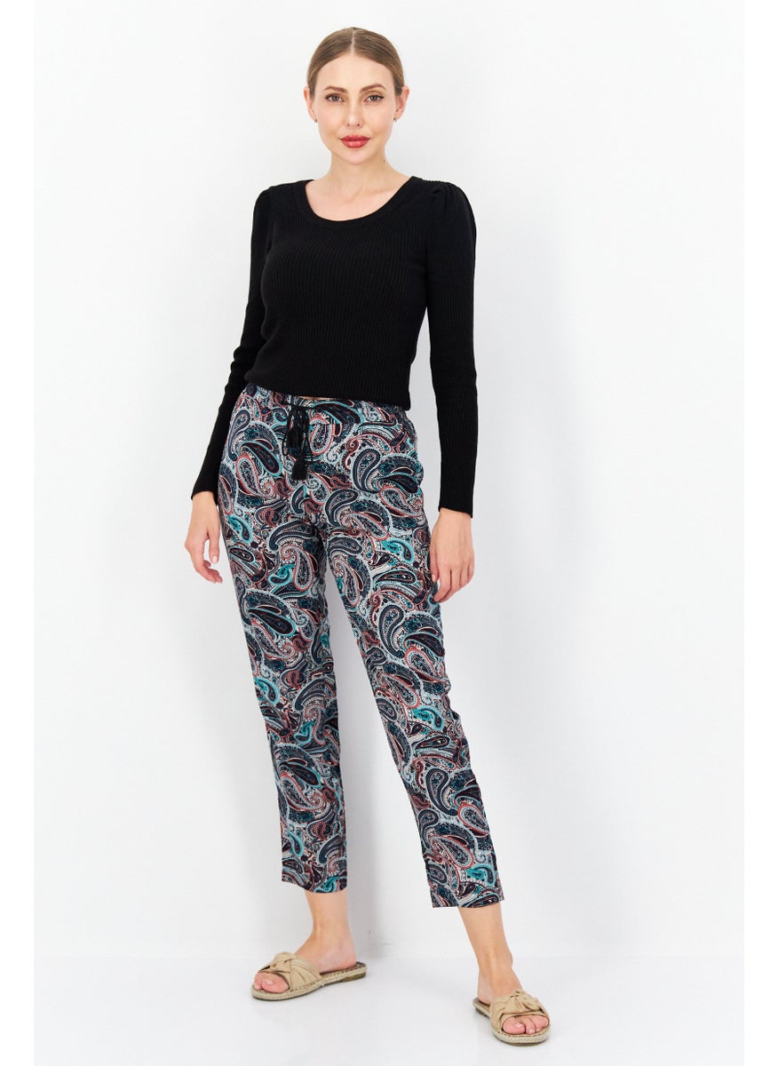 Zero Women Regular Fit Paisley Pattern Trouser, Green Combo  - Image 2