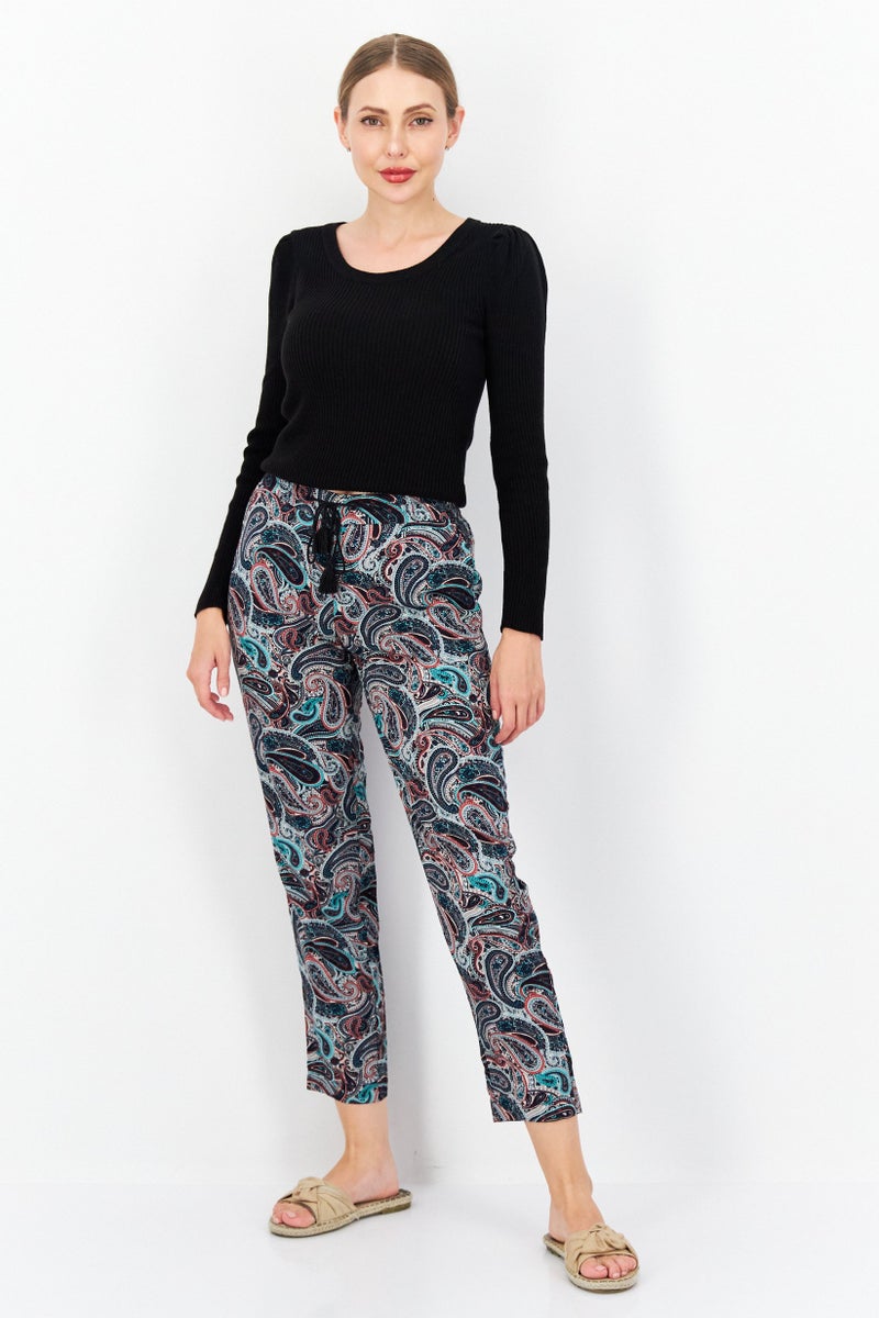 Zero Women Regular Fit Paisley Pattern Trouser, Green Combo - Image 2