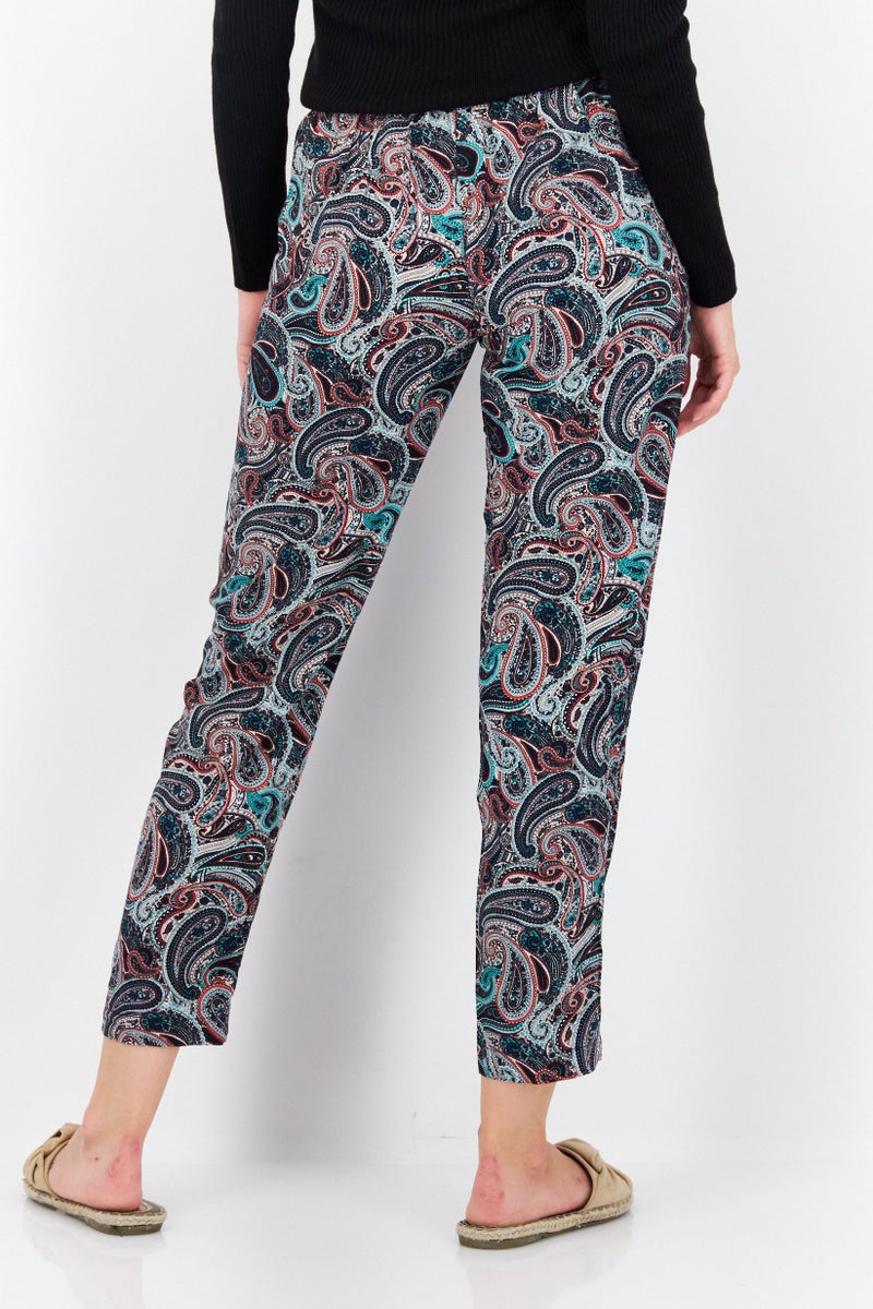 Zero Women Regular Fit Paisley Pattern Trouser, Green Combo - Image 4