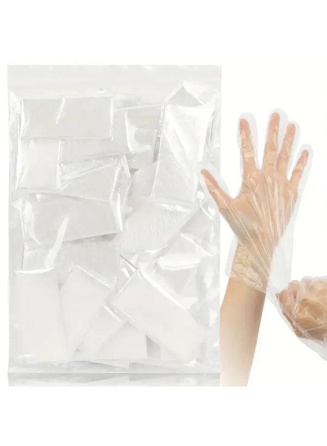 200 Pieces 100 Packs Disposable Plastic Gloves Transparent Clear Fit For Hair Coloring Household Cleaning - Image 2