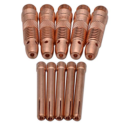 GZTIGWELD 10Pcs Collet Body 10N32 (3/32") & Collet 10N24 (3/32") Consumables KIT for TIG Welding Torch 17, 18 and 26 - Image 1