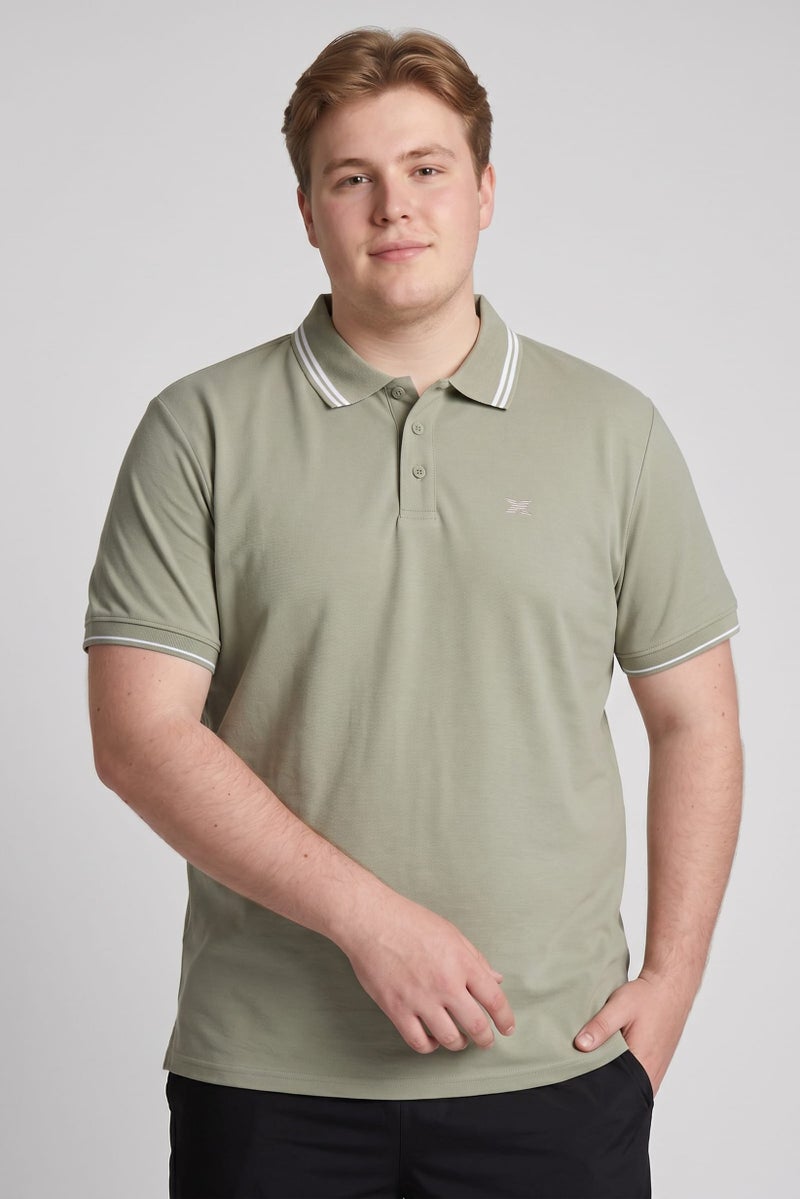 RBX Men Sportswear Fit Short Sleeves Outdoor Polo Shirt, Olive - Image 1
