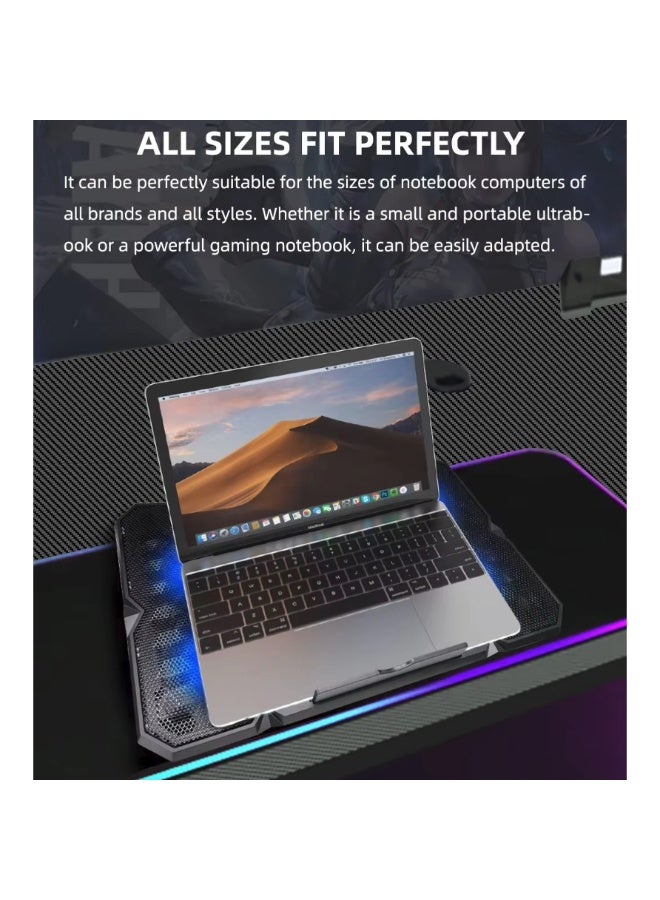 جيرتك لوحة تبريد لأجهزة الكمبيوتر المحمولة للألعاب KL333 - 6 مراوح LED زرقاء - شعار RGB - منفذان USB للتحكم في السرعة - تدعم حتى 19 بوصة - Image 5