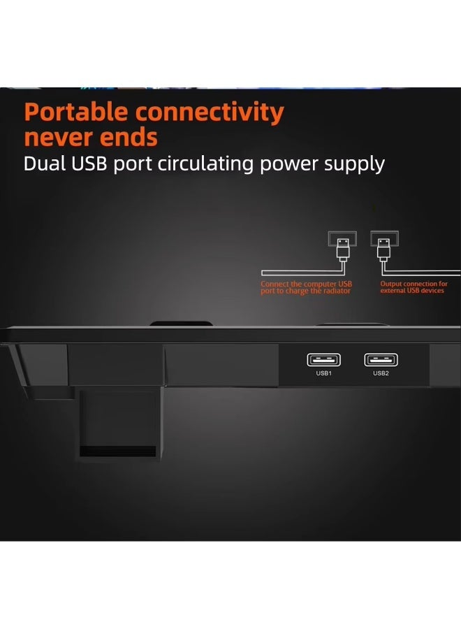 جيرتك لوحة تبريد لأجهزة الكمبيوتر المحمولة للألعاب KL333 - 6 مراوح LED زرقاء - شعار RGB - منفذان USB للتحكم في السرعة - تدعم حتى 19 بوصة - Image 2