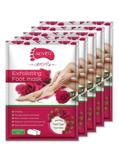5 Pairs Foot Peel Mask, Exfoliating Callus Peel Booties, Peeling Off Calluses & Dead Skin, Baby Soft Smooth Touch Feet-Men Women (Rose)
