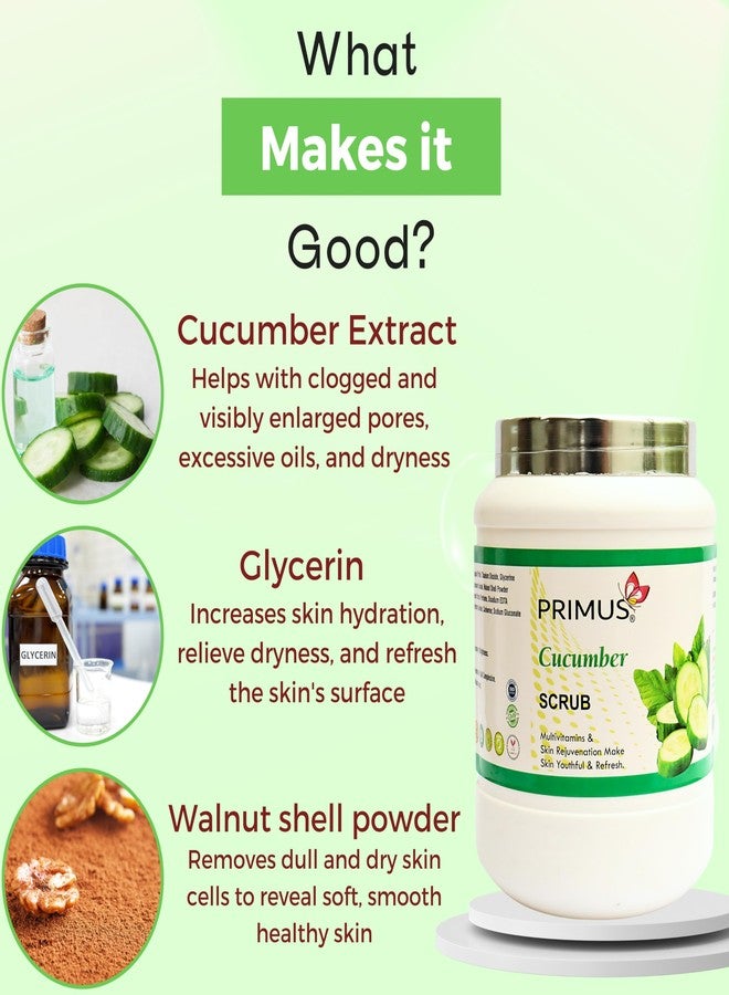 Primus Cucumber Massage Scrub Enriched with Multivitamins | Makes Skin Youthfull & Refreshing | Scrub For Cleansing Pores | 1 kg - Image 2