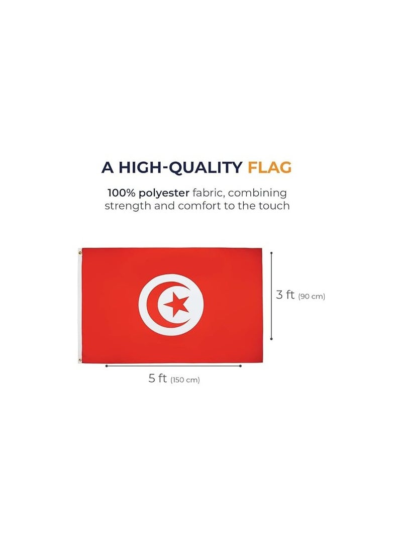 PRINTSHOP4ME Tunisia Flag 3x5ft Outdoor or Indoor Flag for Sport Events and Home - Polyester - Size 90x150cm - Perfect for Sports Fan Flag  - Image 5