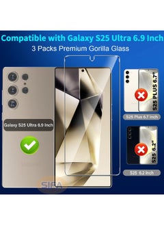 Glass 3 Pack Samsung Galaxy S25 Ultra Screen Protector, [9H Hardness][Touch Sensitive][Ultrasonic Fingerprint Unlock][Anti-Scratch][Bubble-Free], HD Tempered Glass Screen Protector for Samsung S25 Ultra 6.9 inch (Boxed, 3-Pack)  - Image 2