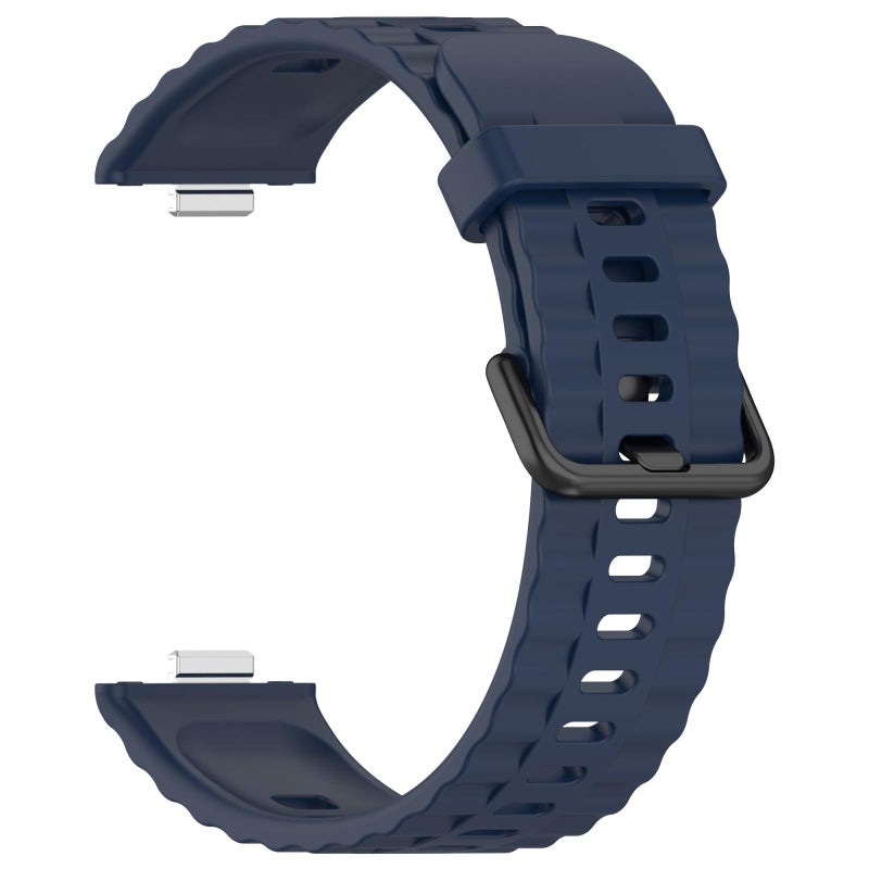 إيروريكس سوار ساعة هواوي واتش فيت 4 برو / فيت 4 / فيت 3 سريع الفك من السيليكون باللون الأسود (أزرق داكن) - Image 3