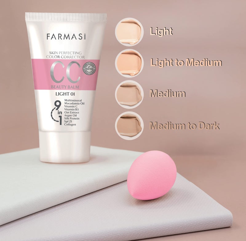 FARMASi CC Color Control Cream, Natural and Flawless Finish, Enriched Formula with Multimineral & Spf 25+, All-Day Hold, All Skin Types, 1.7 fl. oz, Light to Medium - Image 2