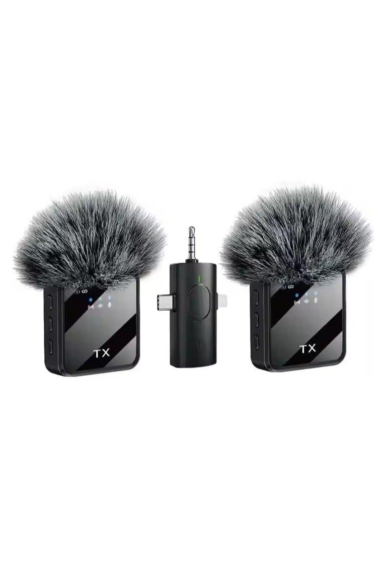 Flushrenic Microphone,Wireless Lavalier Microphone 3 in 1 Mobile Phone Vlog Video Recording Interview Broadcasting for Android, iPhone and Camera - Image 2