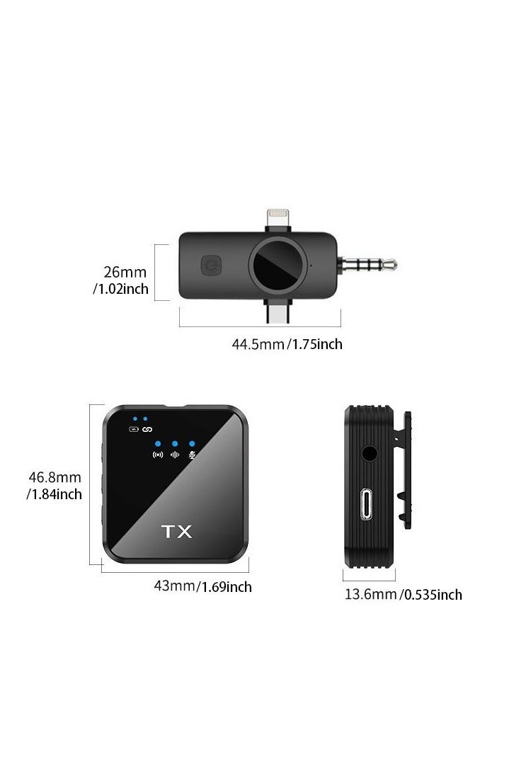 Flushrenic Microphone,Wireless Lavalier Microphone 3 in 1 Mobile Phone Vlog Video Recording Interview Broadcasting for Android, iPhone and Camera - Image 3