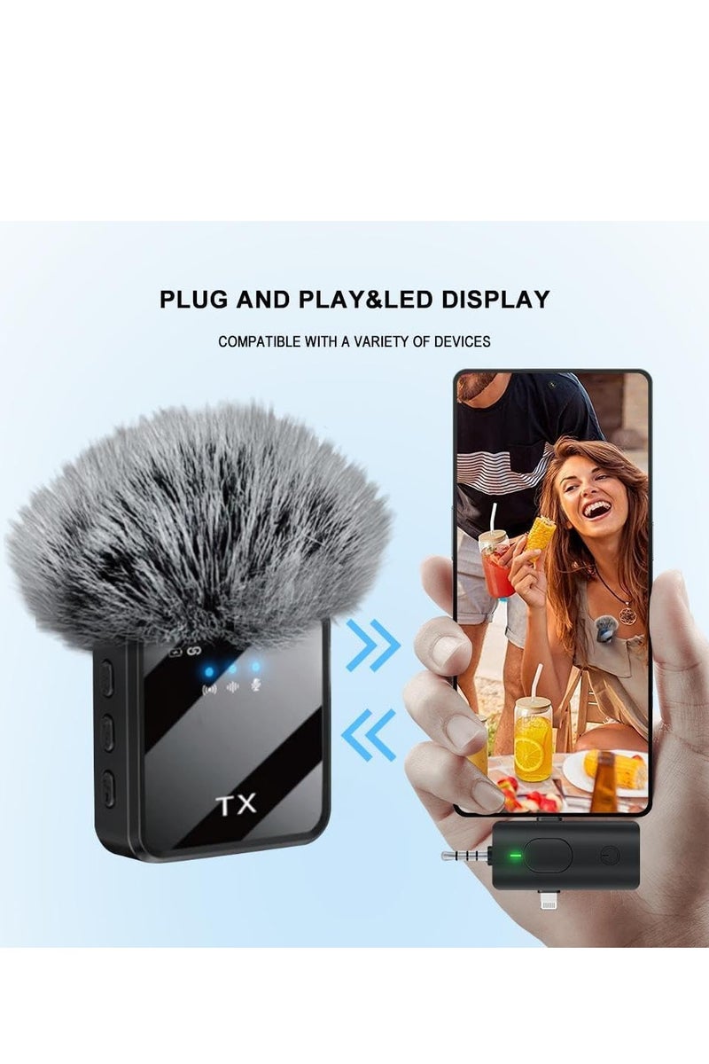 Flushrenic Microphone,Wireless Lavalier Microphone 3 in 1 Mobile Phone Vlog Video Recording Interview Broadcasting for Android, iPhone and Camera - Image 4