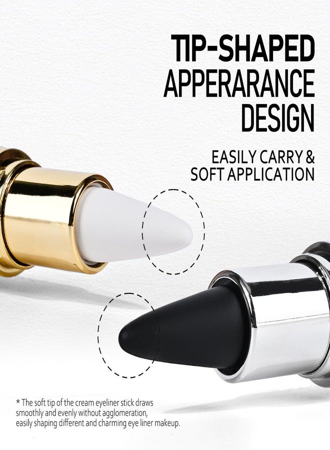 KYDA 2 Pcs White Gel Eyeliner, Smooth Cream Liner, Natural Matte Black Tinted Cream, Crayon Stick, Multiuse for Liner and Eyeshadow - Image 4