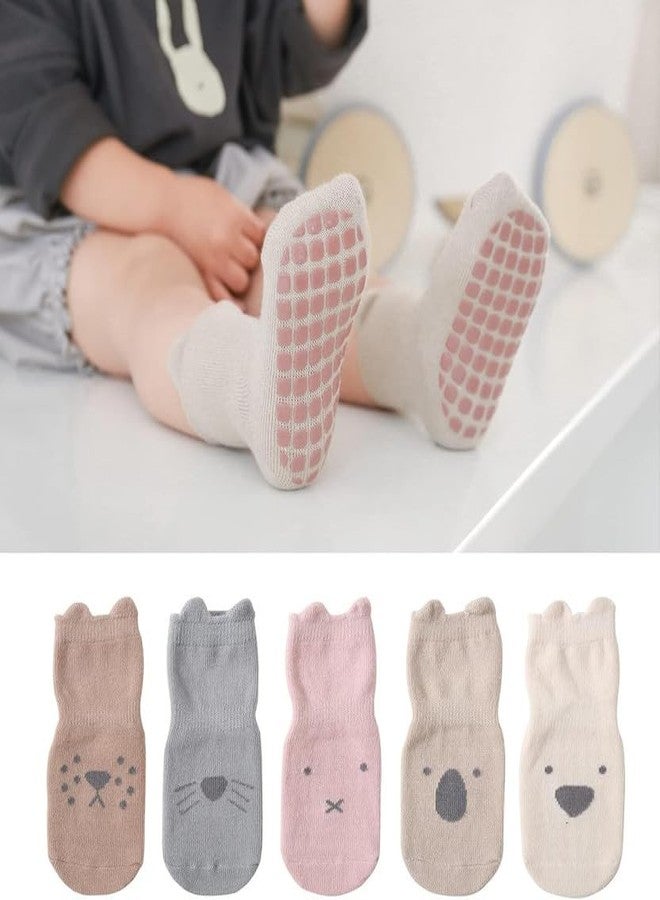 Yanwenx Baby Non-Slip Ankle Socks Cute Cartoon Grips Socks for Infant Toddler Boys Girls Multicolor 2 Pairs_6-12 Months - Image 4