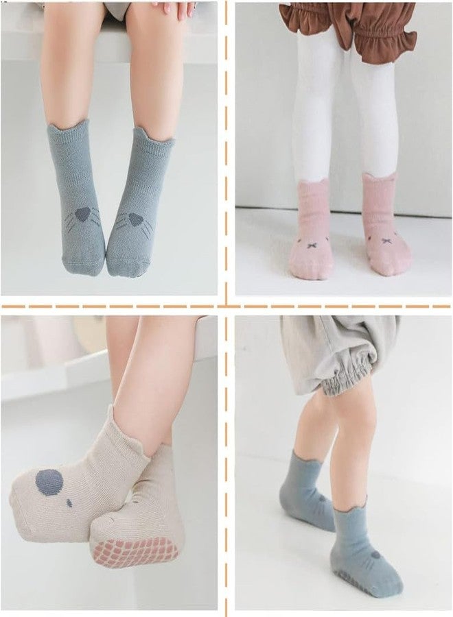 Yanwenx Baby Non-Slip Ankle Socks Cute Cartoon Grips Socks for Infant Toddler Boys Girls Multicolor 2 Pairs_6-12 Months - Image 5